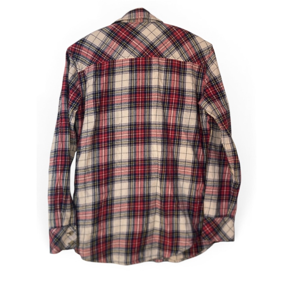 TNA Aritzia Plaid Flannel Button Down Shirt Red White Blue Boyfriend Fit XS - Picture 2 of 7